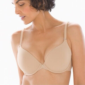Soma Memorable Bra Front Close Full Coverage Racerback Sz 34B Underwired Beige